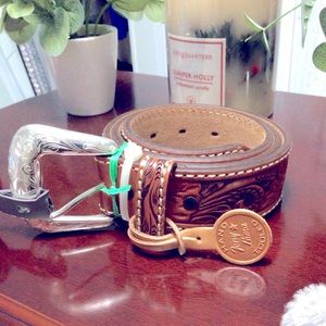 Brighton Belt Hand Tooled by Tony Lama sz 36 NWT